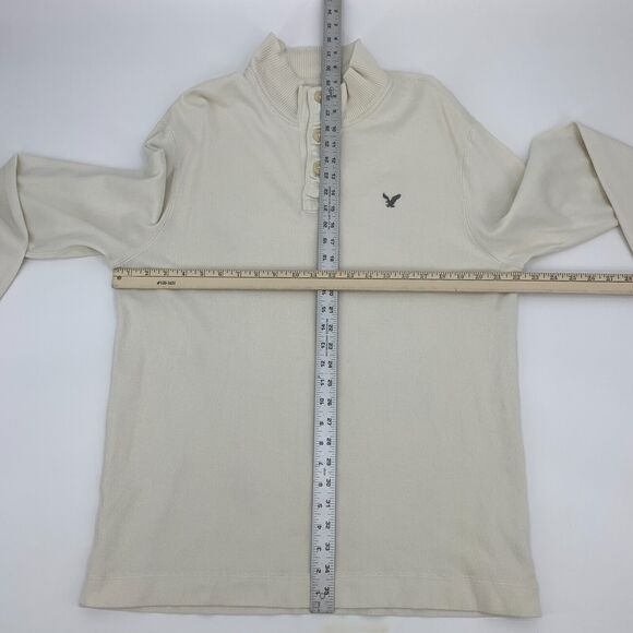 American Eagle Outfitters Henley Sweater Mens XL Extra Large Ivory Mock Neck AE - Picture 5 of 9
